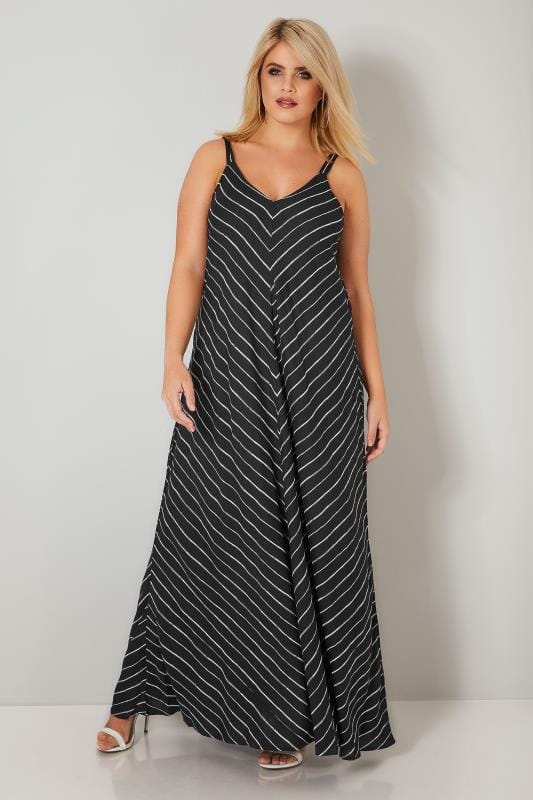 LIMITED COLLECTION Black & White Chevron Striped Maxi Dress, plus size ...