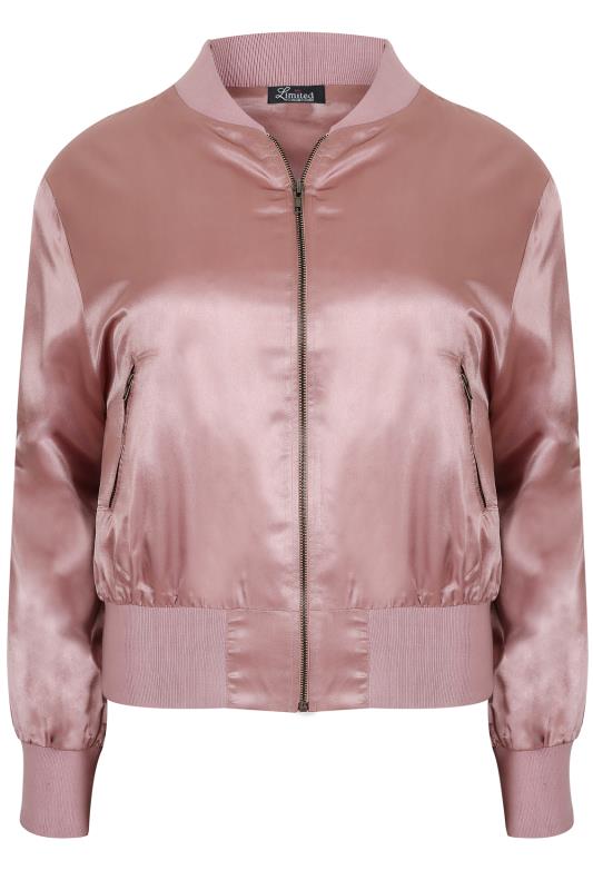LIMITED COLLECTION Dusty Pink Silky Embroidered Bomber Jacket, Plus ...