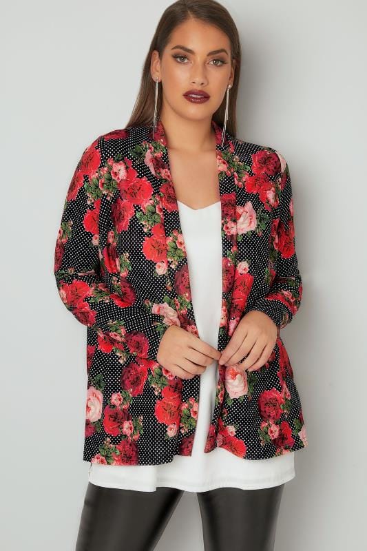 LIMITED COLLECTION Multi Polka Dot & Floral Print Jacket, Plus size 16 ...
