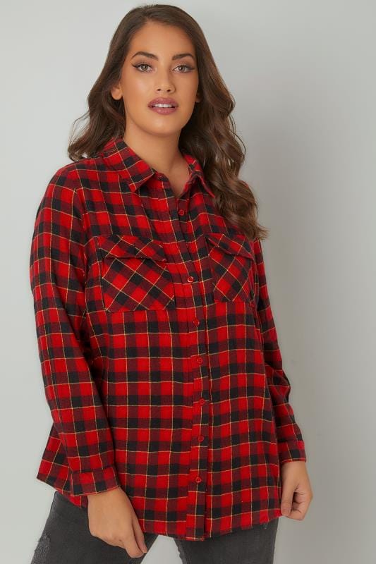 Ltd Limited Collection Red Checked Brushed Shirt With Two 