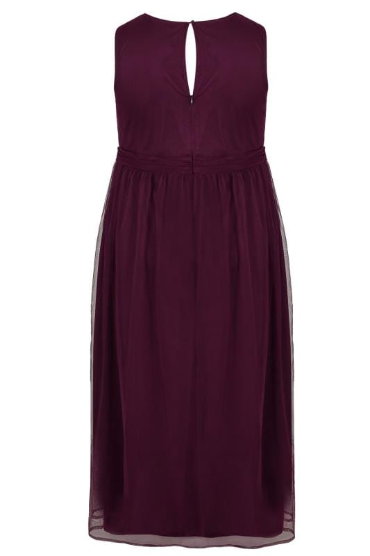 LUXE Dark Purple Bead Sequin Embellished Maxi Dress  