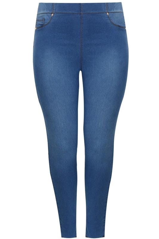 Mid Blue Pull On LOLA Jeggings, Plus size 16 to 32