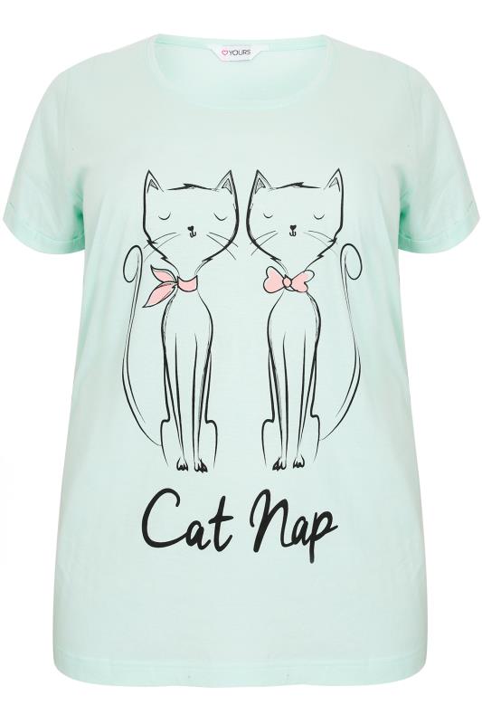 Haut de pyjama vert mente «Cat Nap»