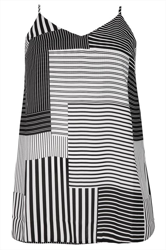 Mono Stripe Lightweight Cami Vest Top With V Neckline