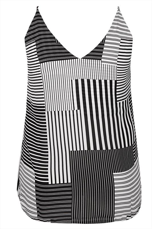 Mono Stripe Lightweight Cami Vest Top With V Neckline