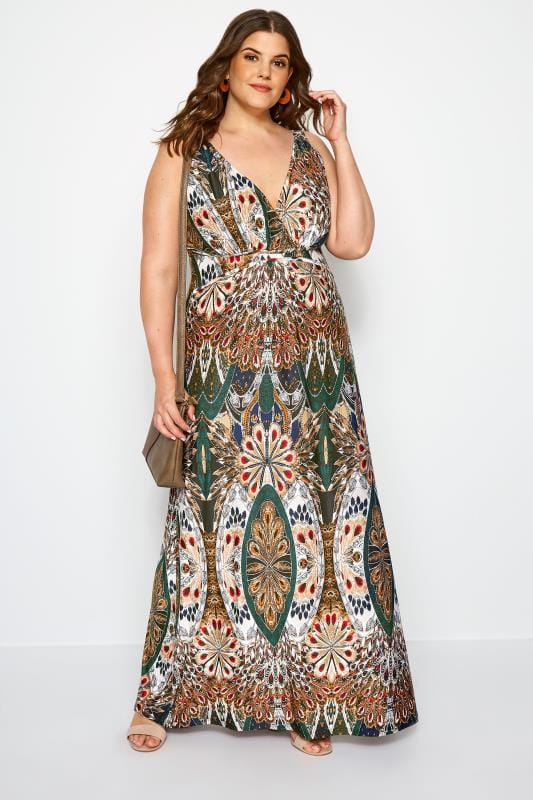 Multi Tropical Print Maxi Dress | Sizes 16 to 36 | Yours Clothing