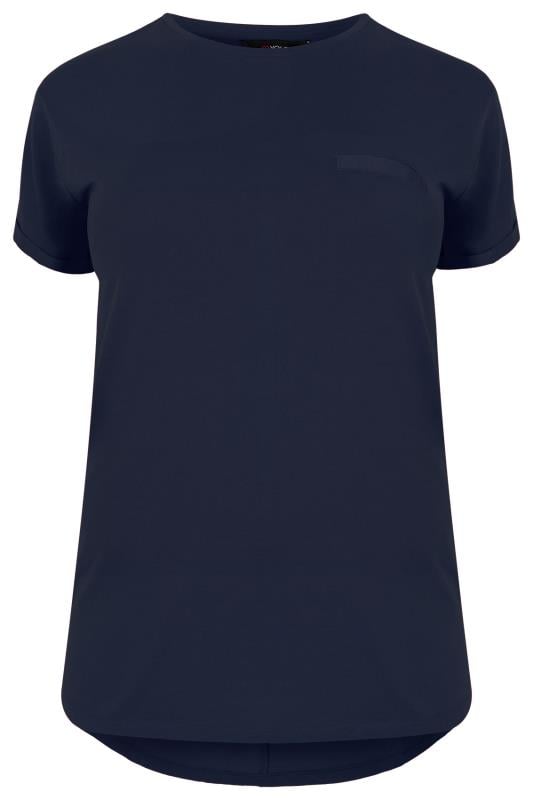 Download Navy Pocket T-Shirt With Curved Hem, Plus size 16 to 36