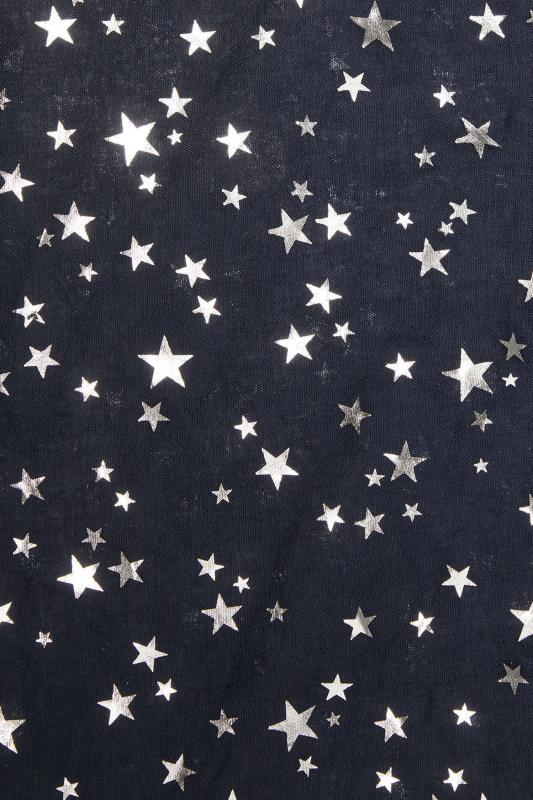 Navy & Silver Foil Star Print Scarf