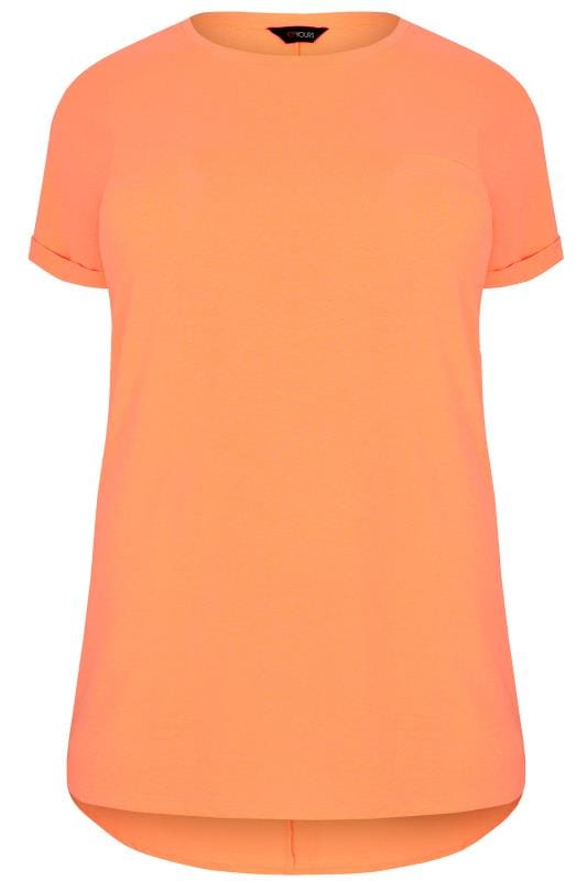 Download Neon Orange Pocket T-Shirt With Curved Hem, Plus size 16 to 36