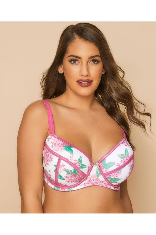 Pink Floral Print Underwired Bra With Padded Cups 2754