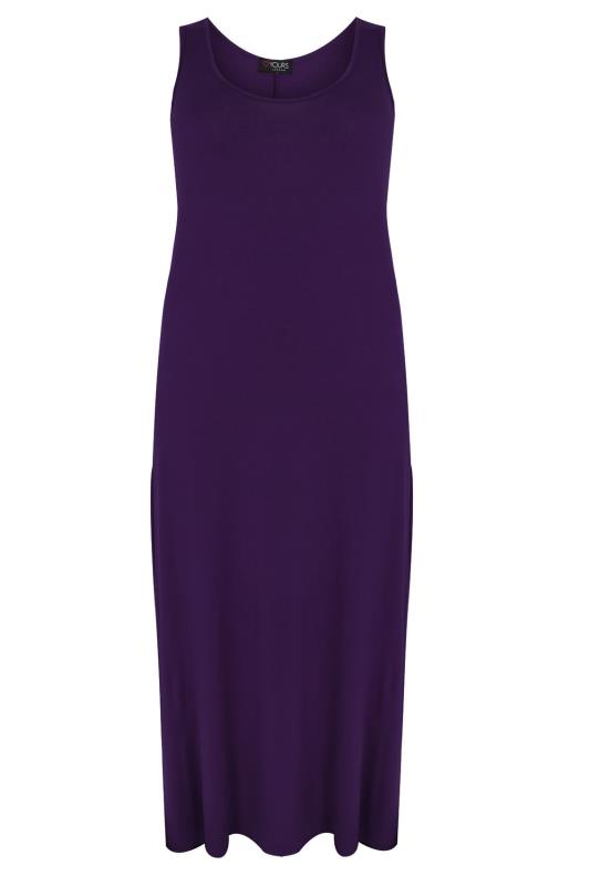 Purple Plain Sleeveless Jersey Maxi Dress Plus Size 16 to 32