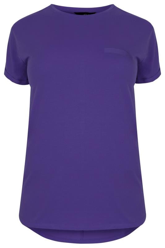 Download Purple Pocket T-Shirt With Curved Hem, Plus size 16 to 36