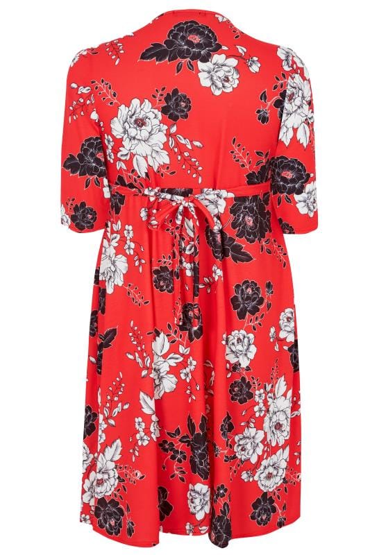 YOURS LONDON Red Floral Wrap Dress, plus size 16 to 36