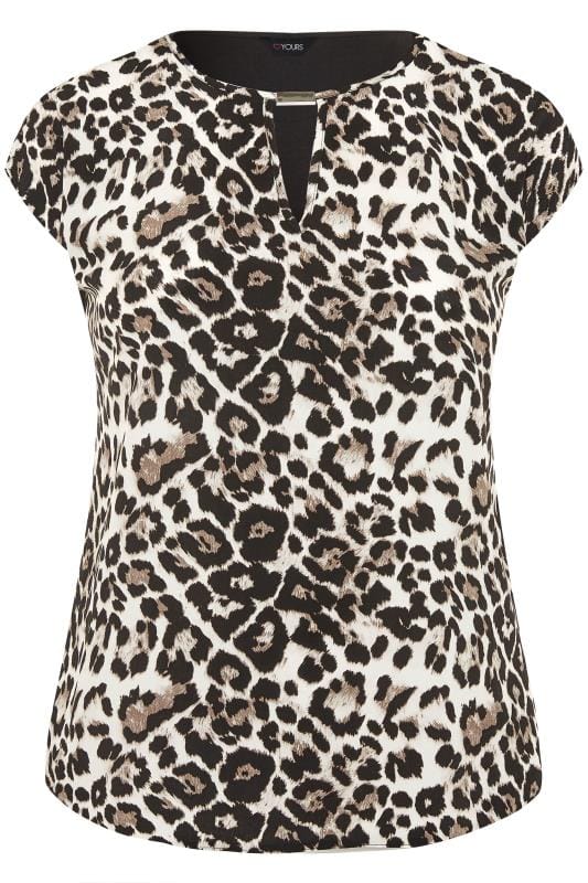SIZE UP Black Leopard Print Cut Out Blouse | Sizes 16-28 | Yours Clothing