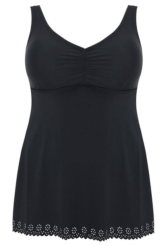 Black Cut Out Detail Swimdress With TUMMY CONTROL Plus Size 16 to 32