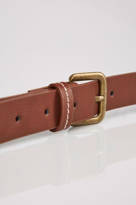 Tan Stitched Belt With Pin Buckle Fastening, Plus size 16 to 32