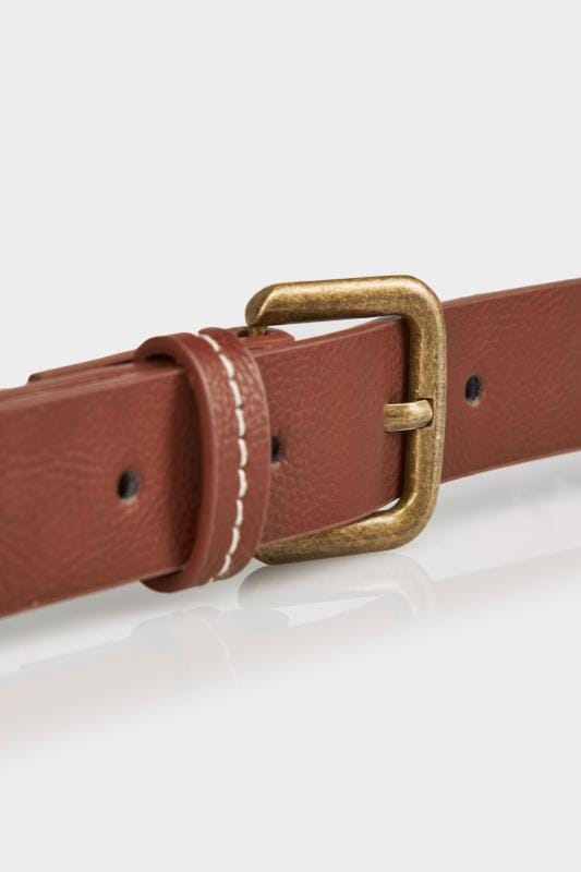 Tan Stitched Belt With Pin Buckle Fastening, Plus size 16 ...
