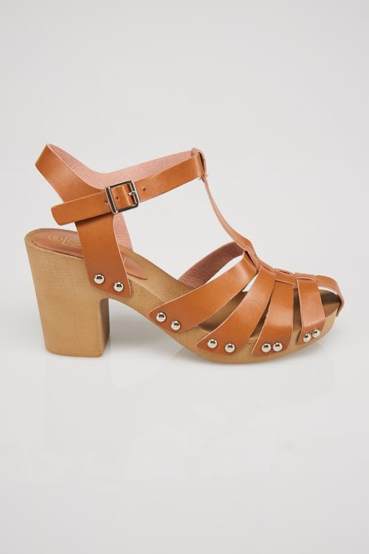 tan block heel strappy sandals