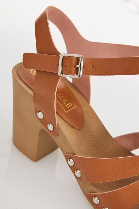 low block heel tan sandals