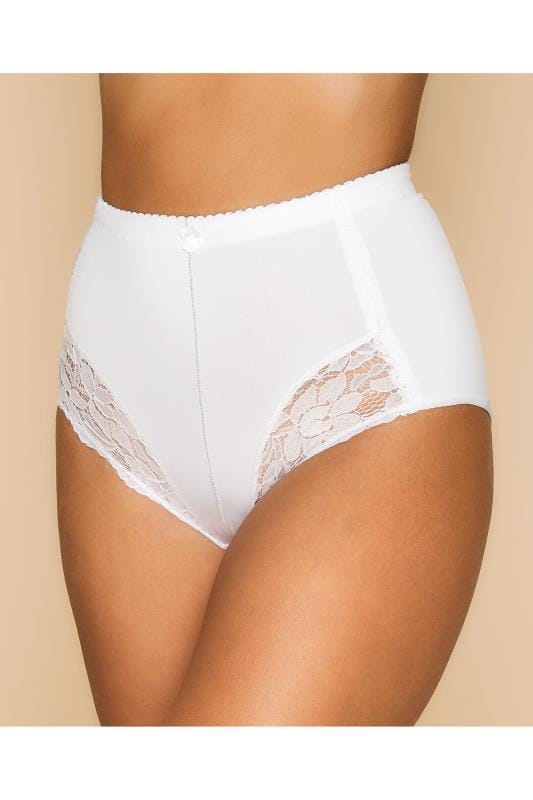 White Light Tummy Control Shaper Brief With Lace Detail