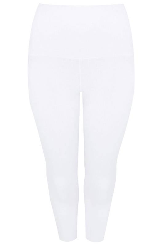 White Tummy Control Soft Touch Cropped Leggings Plus Size 16 To 36