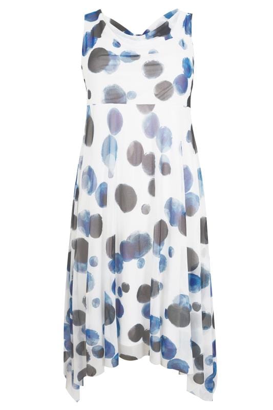 Plus Size Yours London Blue Spot Midi Dress With Cowl Neck