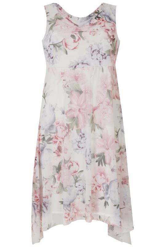 Yours London Ivory And Pastel Floral Midi Dress With Cowl