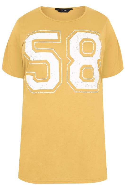 T-shirt ultra-ample jaune à imprimé Varsity 58