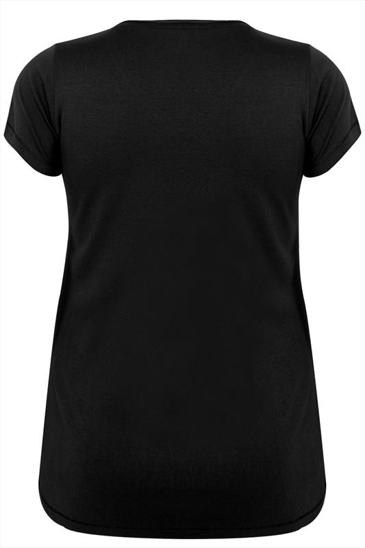 Black Short Sleeved V Neck Basic T Shirt Plus Size 16 To 36