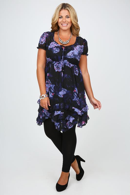 blue floral tunic dress