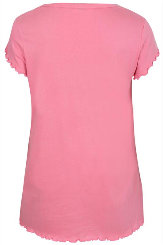 Coral Pyjama Top With Frill Detail Plus Size 14 to 36