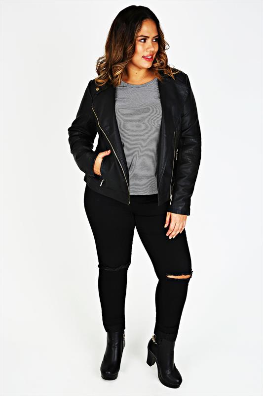 Black leather biker jacket size 18 – New Fashion Photo Blog