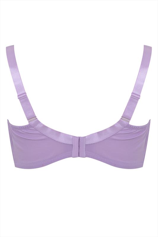 Lilac Cotton Rich Non-Wired Bra With Lace Trim