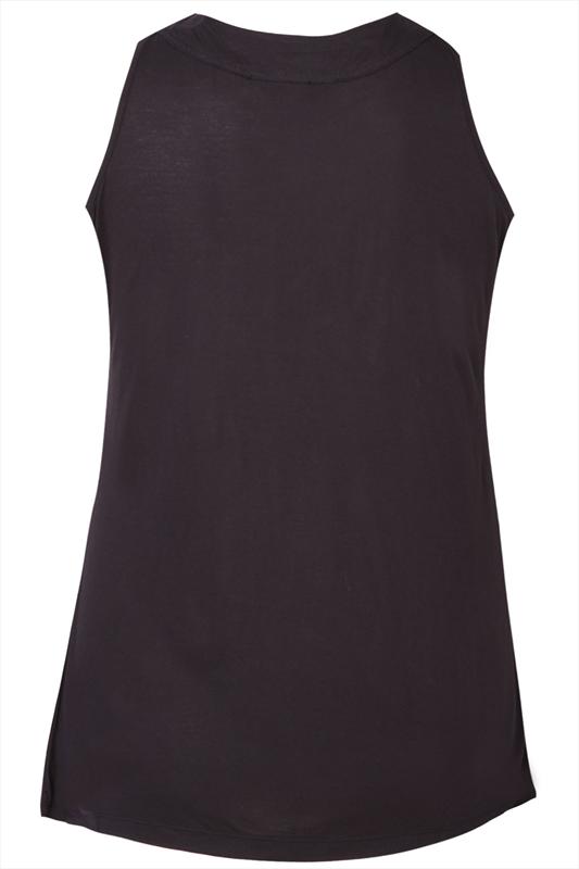 Black Sleeveless Top With Gold Studded Band Neckline plus size 16,18,20 ...