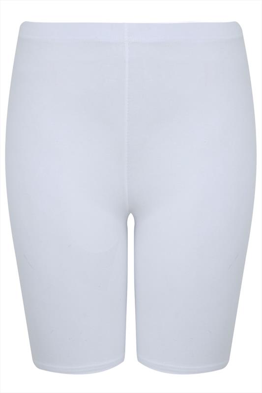 White Cotton Essential Legging Shorts plus size 16 to 36