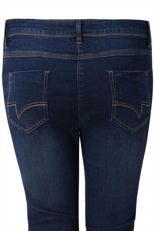 Indigo Bootcut Jeans With Stitch Detail plus Size 16 to 32