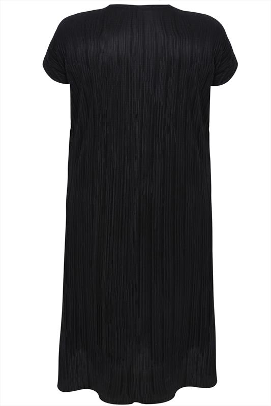 Black Pleated Maxi Cardigan With Side Slits Plus Size 14 to 32