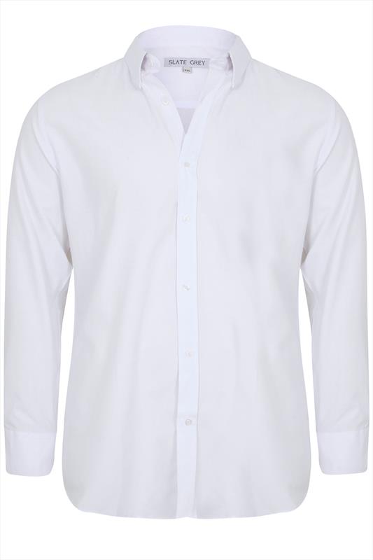 Slate Grey White Formal Long Sleeve Shirt Extra large sizes M,L,1XL,2XL ...