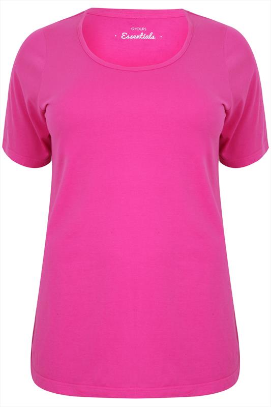 Pink Scoop Neck Cotton T-Shirt Plus Size 16 to 36