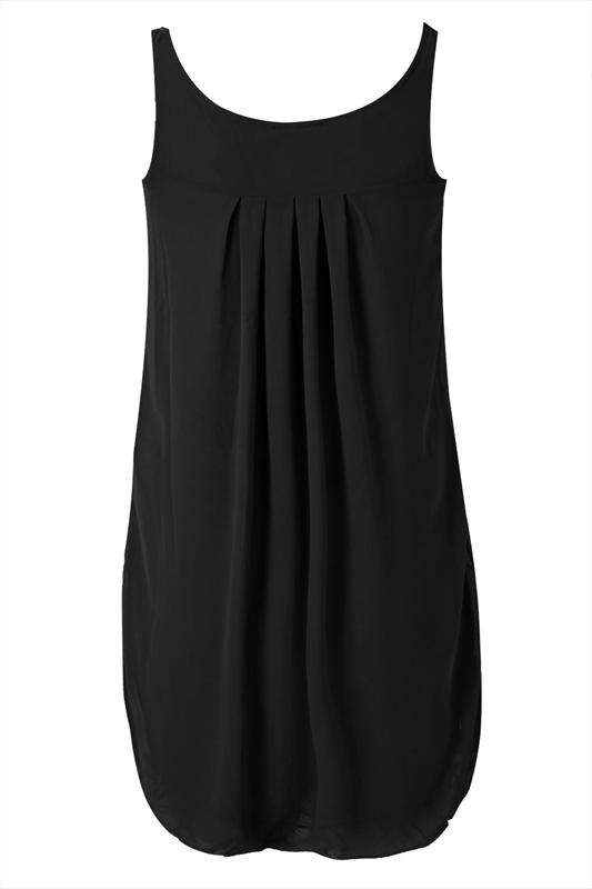 Black Bubble Hem Tunic Dress With Petal Neckline Detail plus size 16,18 ...