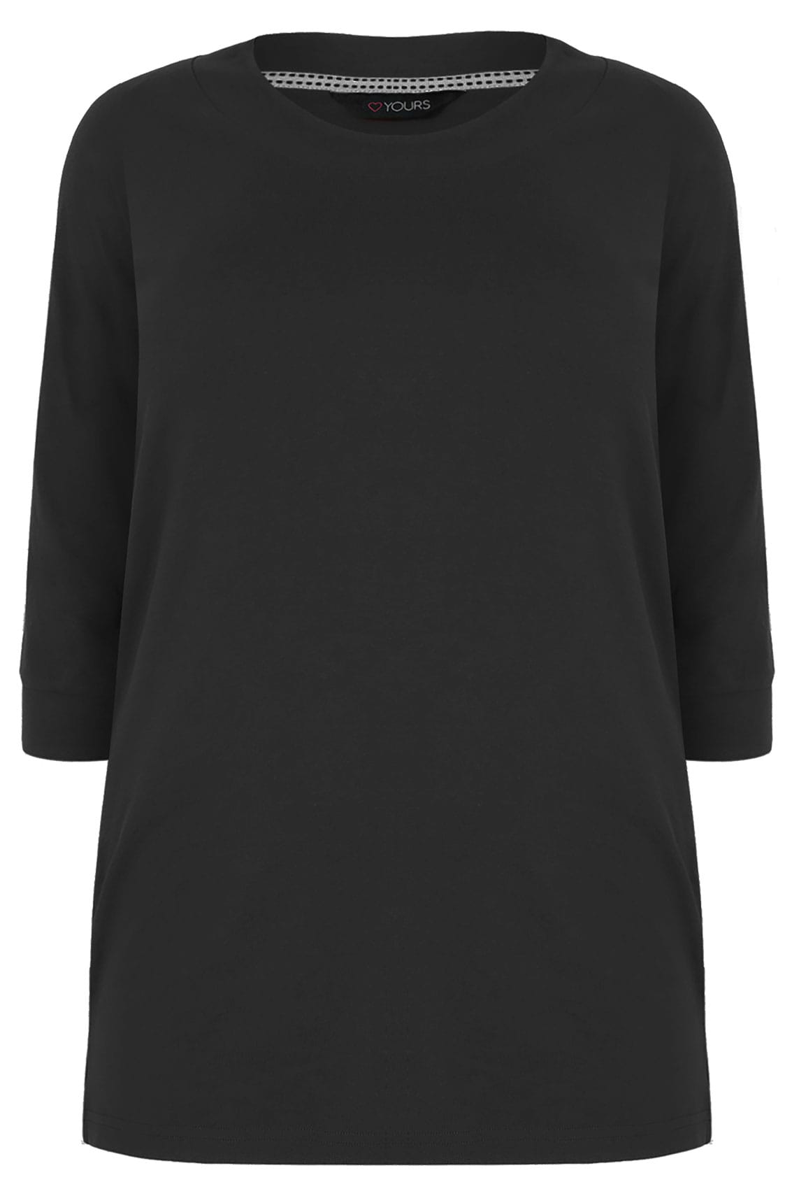 Black Band Scoop Neckline T Shirt With 3 4 Sleeves Plus