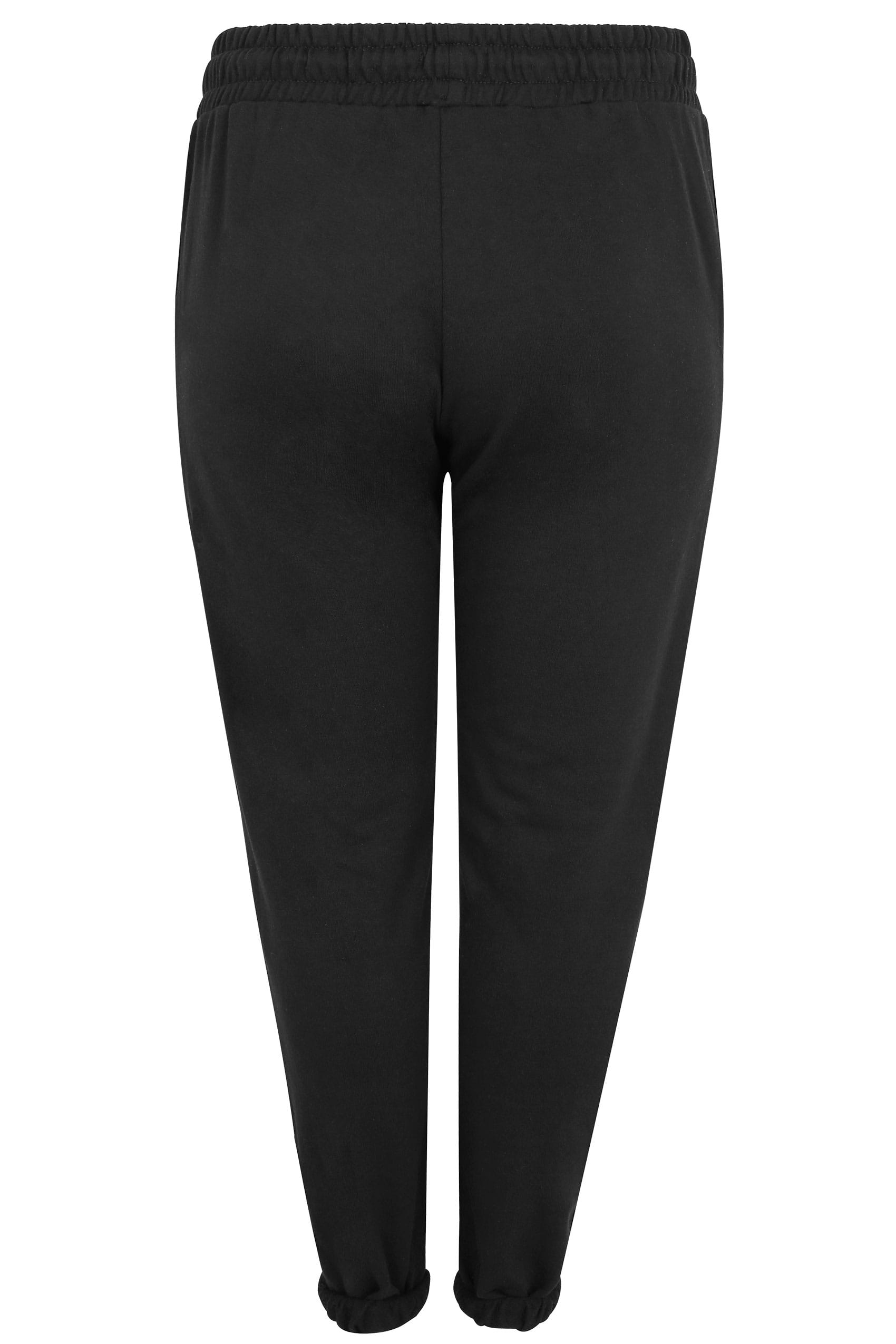 Black Basic Cuffed Joggers, Plus size 16 to 36