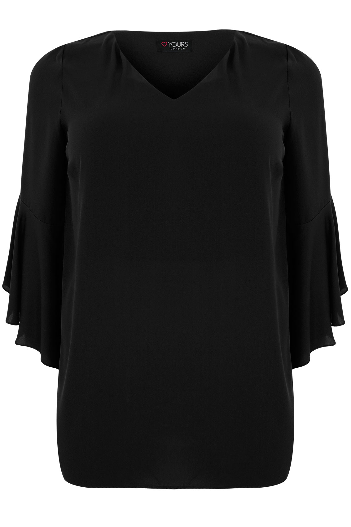 Black Blouse With Bell Sleeves Plus Size 16 to 32