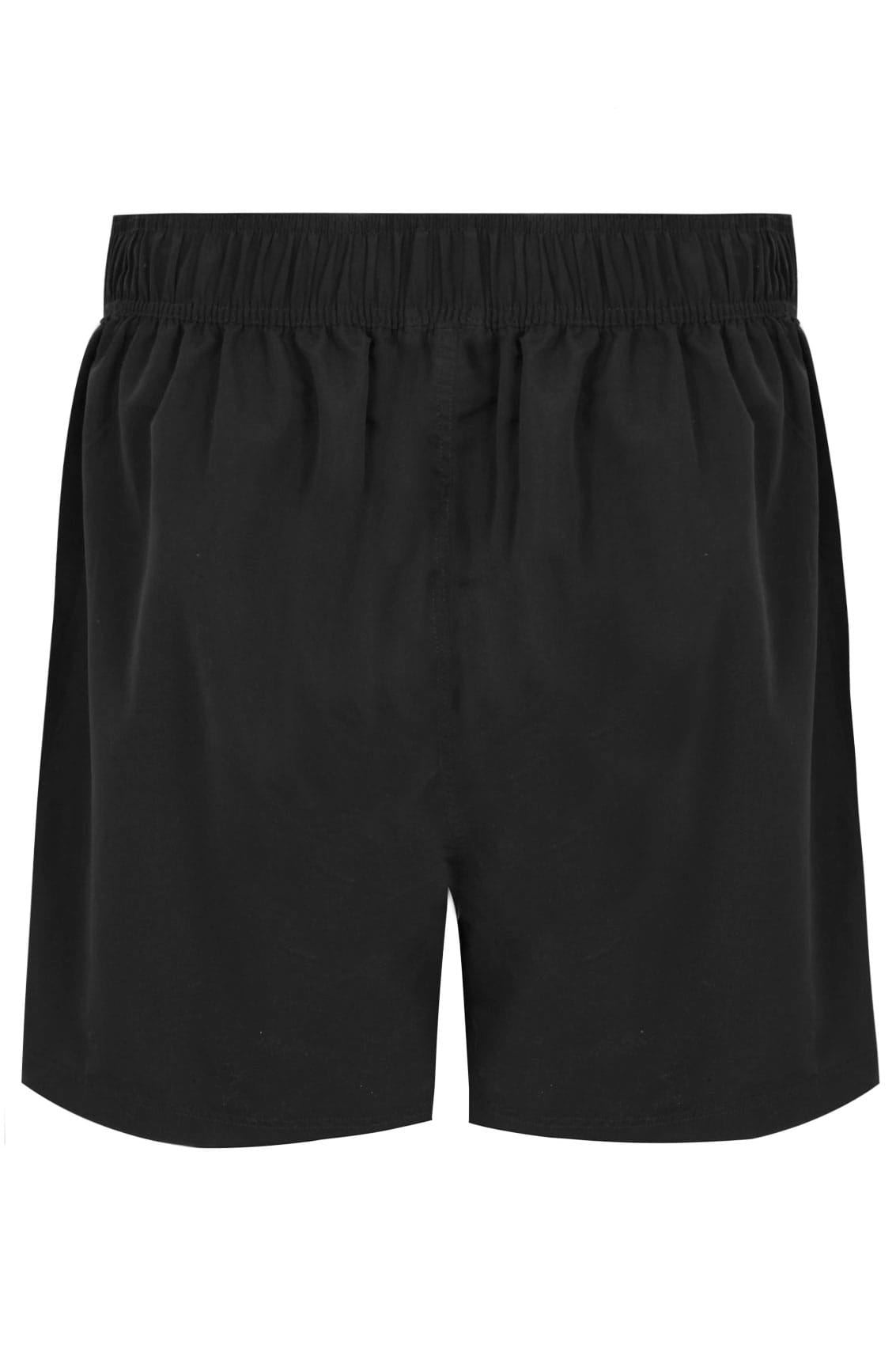 Black MultiPurpose Swim Shorts With Drawstring Waist, Plus Size 16 to 32