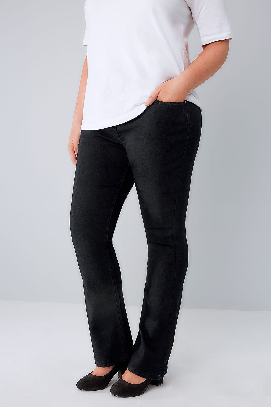 Black Bootcut 5 Pocket Jeans Plus Size 16 to 32