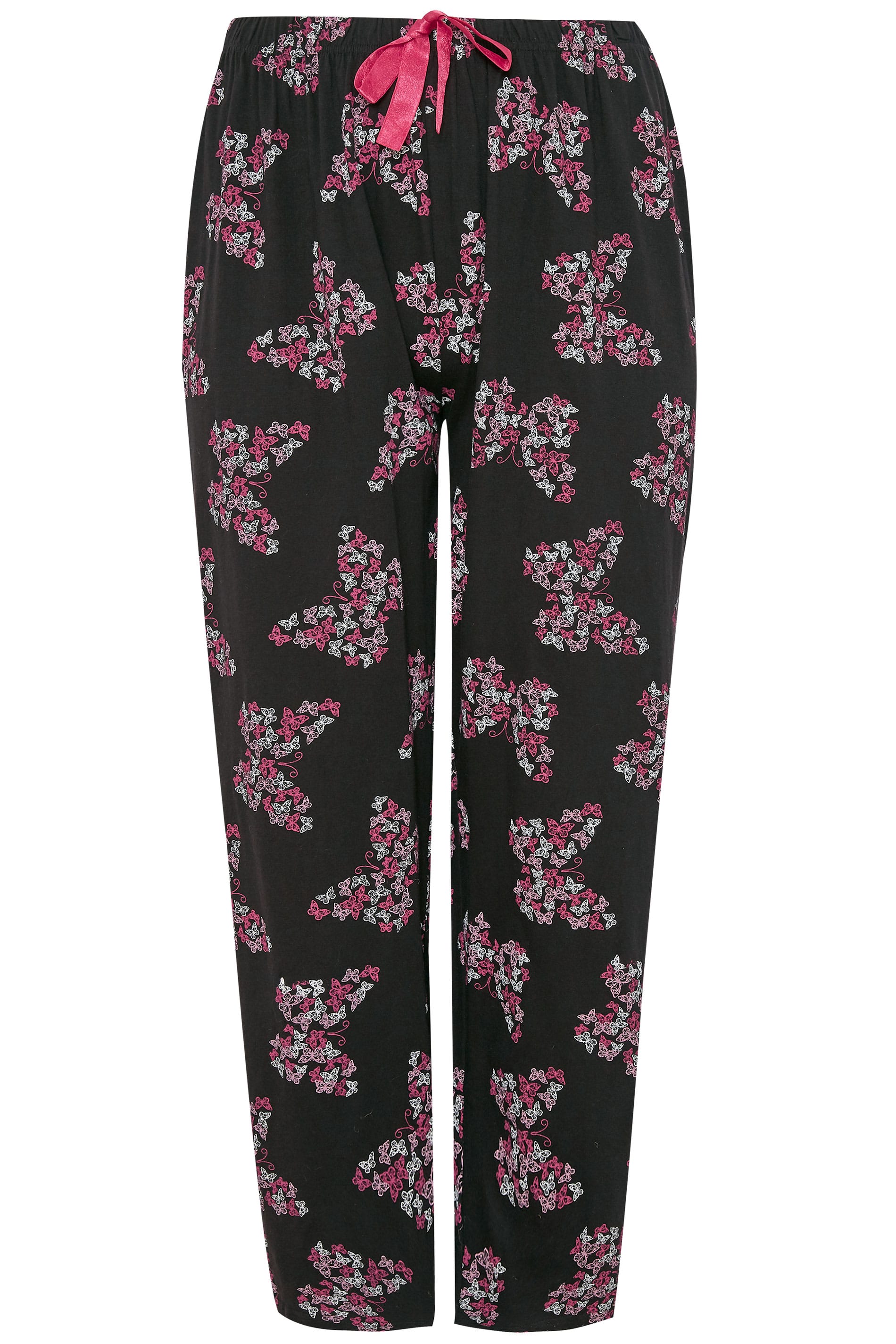 Plus Size Black Butterfly Pyjama Bottoms | Sizes 16 to 36 | Yours Clothing