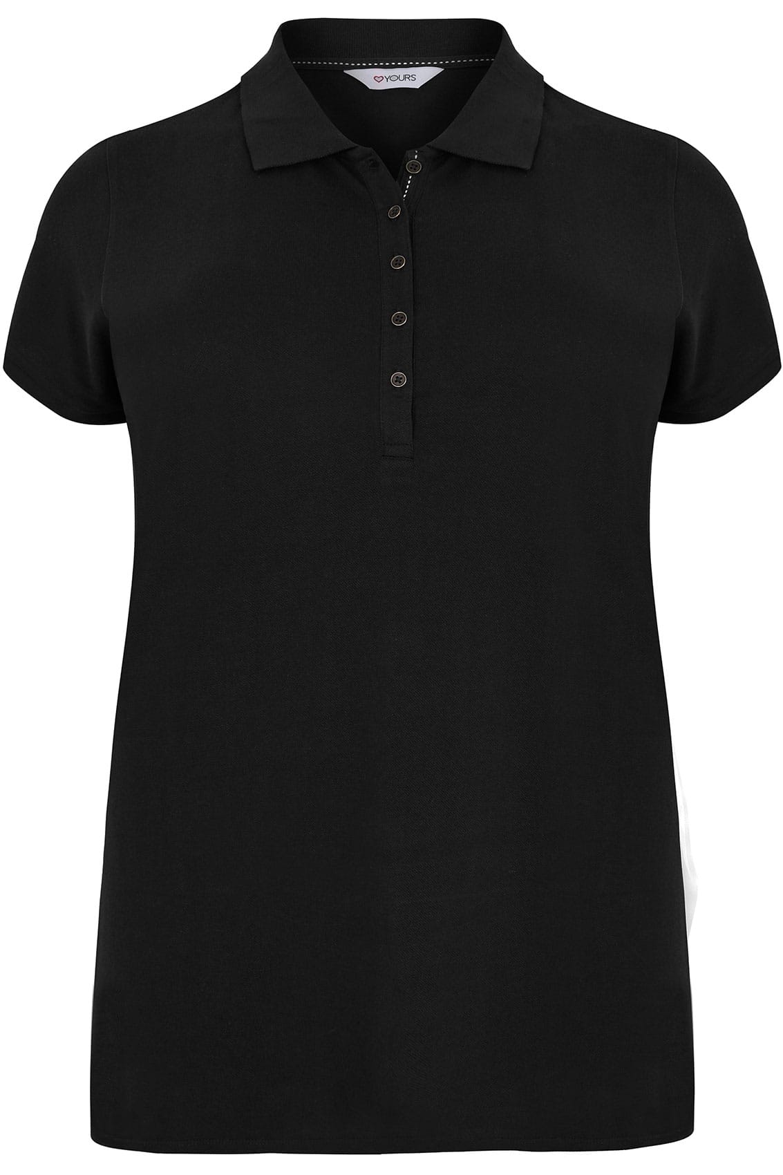 Black Button Up Polo Shirt, Plus size 16 to 36