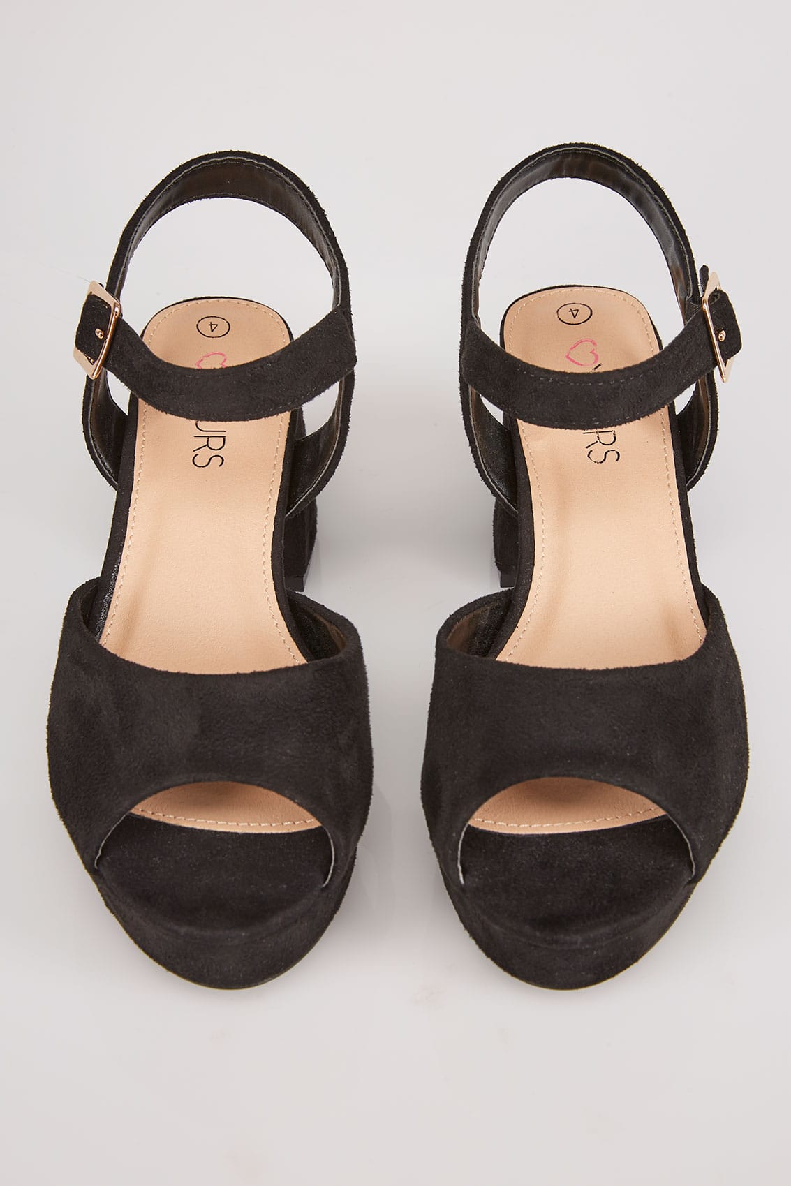 Black Platform Sandals With Block Heel In TRUE EEE Fit