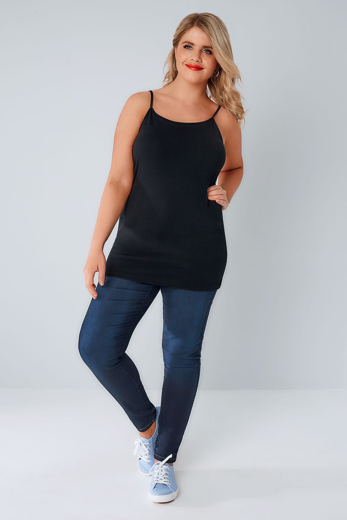 Black Cami Vest Top, Plus size 16 to 36 | Yours Clothing
