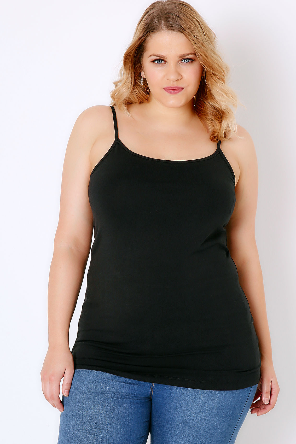 Black Cami Vest Top, Plus size 16 to 36 | Yours Clothing